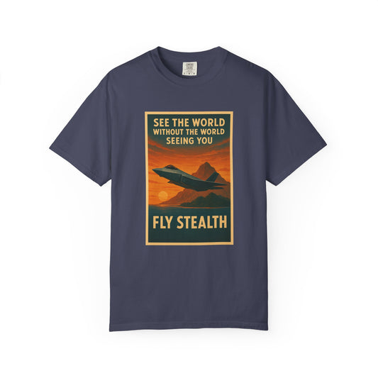 Fly Stealth F-35 Travel Poster Comfort Colors Unisex T-Shirt - Great Gift for Pilots and Aviation Enthusiasts