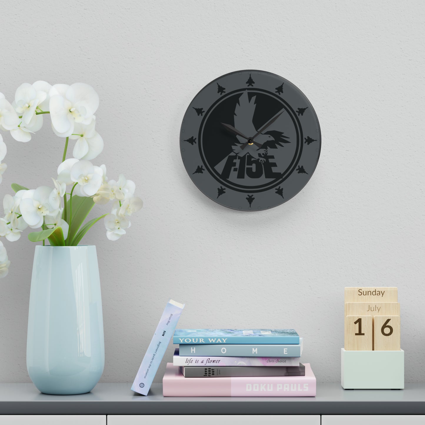 F-15E Acrylic Wall Clock, Round or Square Options