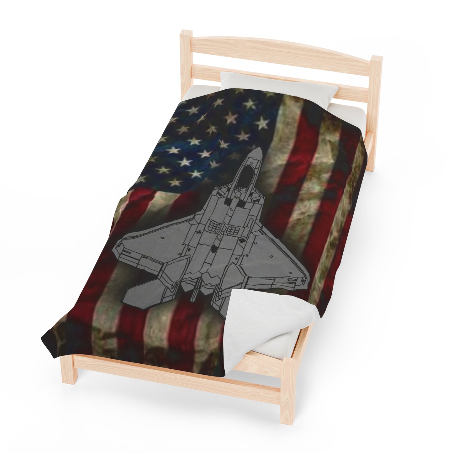 F-22 Old Glory Velveteen Plush Blanket, 3 Sizes