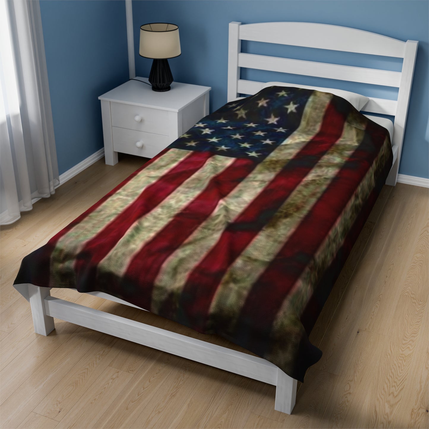 Old Glory Velveteen Plush Blanket, 3 Sizes