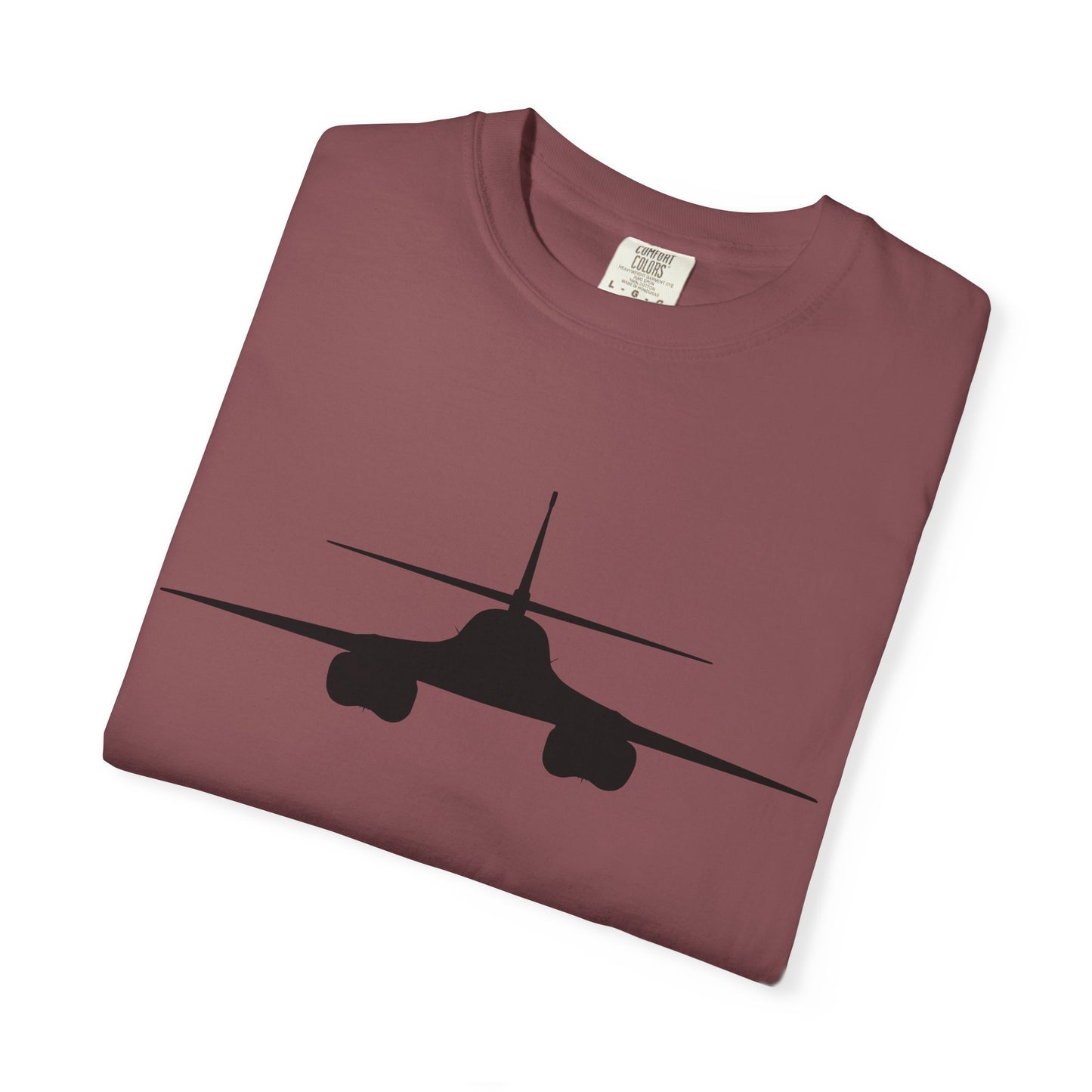 B-1 Front Silhouette Comfort Colors Unisex T-Shirt with Airplane Design, Casual Wear, Gift for Pilots, Aviation Lovers, Travel Enthusiasts, Plane Spotting