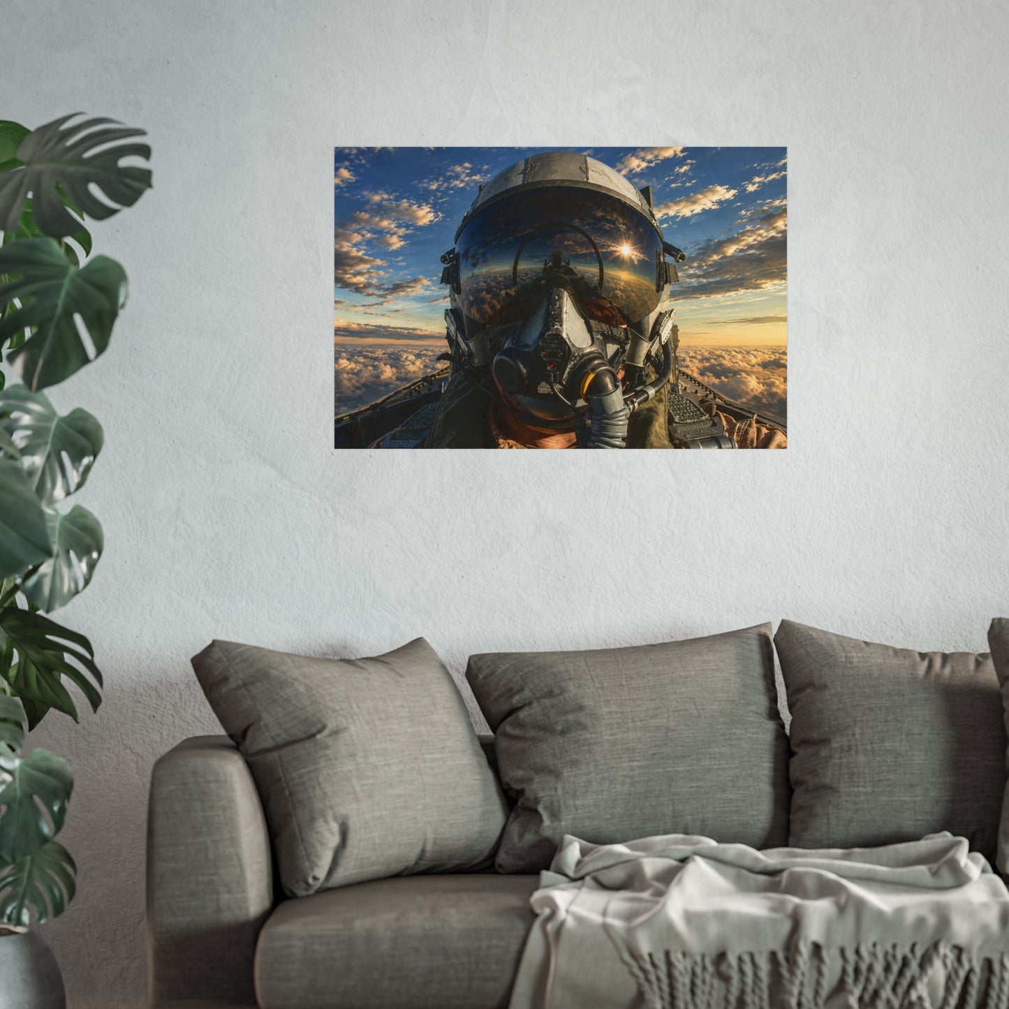 Pilot Helmet Fine Art Poster — Aviator Portrait Wall Art