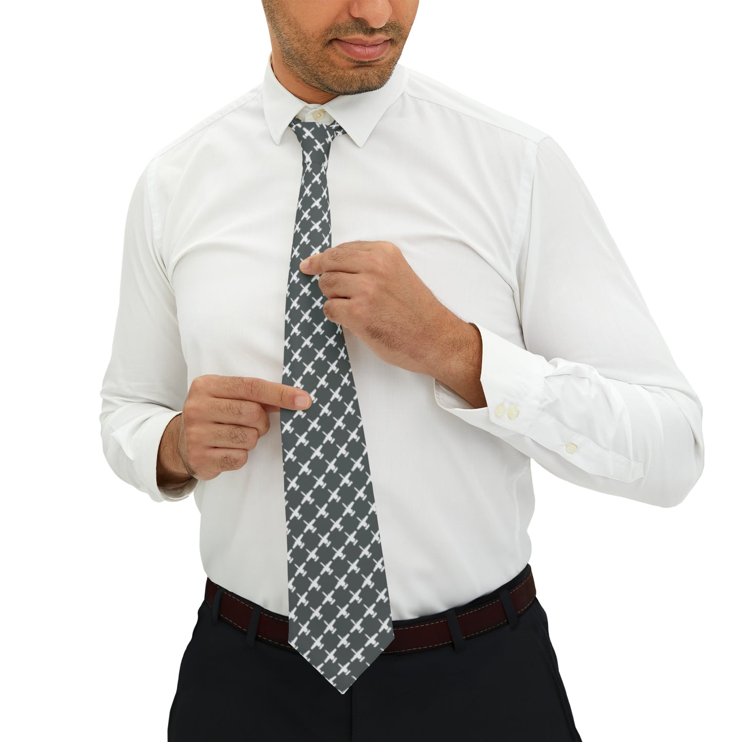 A-10 Necktie, Gray/White