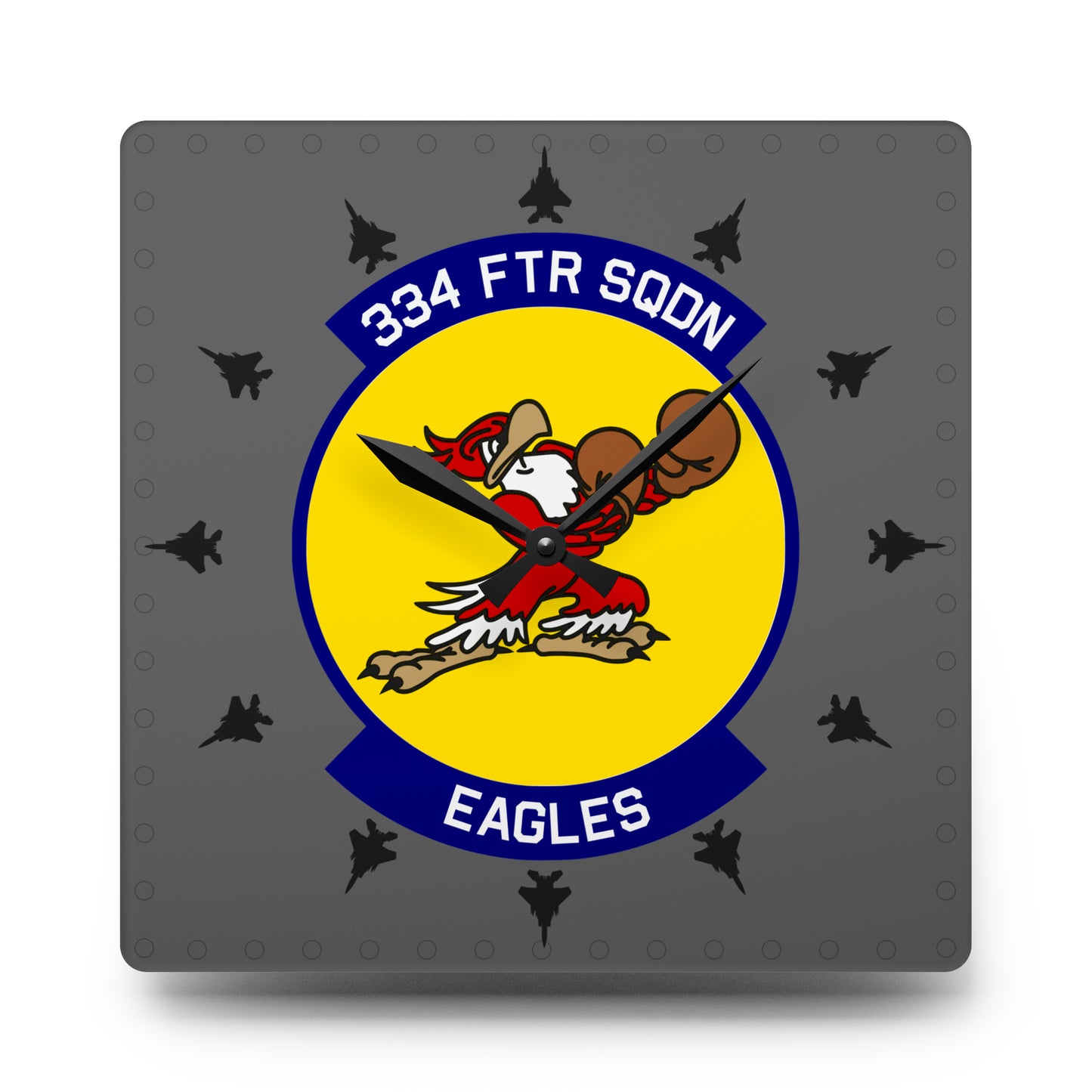 334FS "Eagles" Acrylic Wall Clock, Round or Square Options