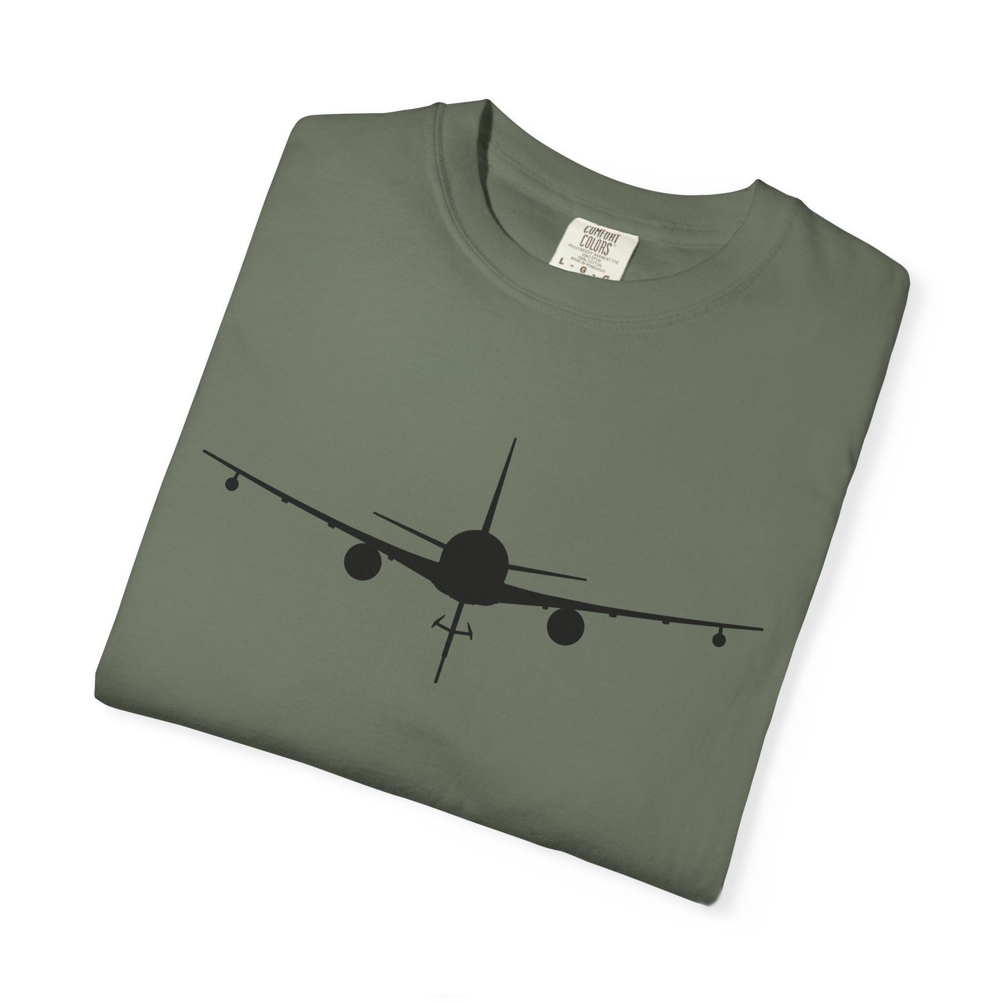 KC-46 Front Silhouette Comfort Colors Unisex T-Shirt with Airplane Design, Casual Wear, Gift for Pilots, Aviation Lovers, Travel Enthusiasts, Plane Spotting