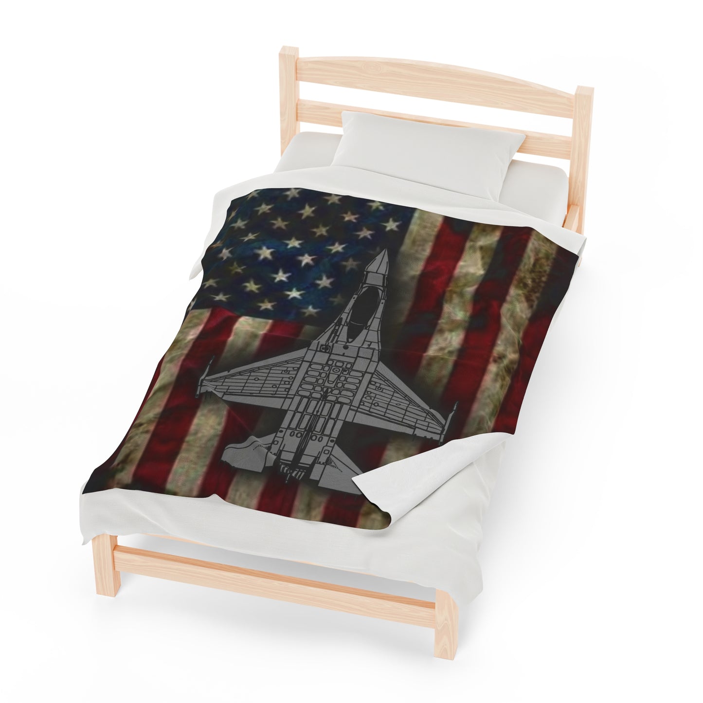 F-16 Old Glory Velveteen Plush Blanket, 3 Sizes