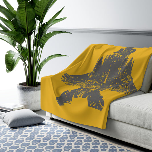 Yellow Sherpa Blanket with F-15E Silhouette Graphic