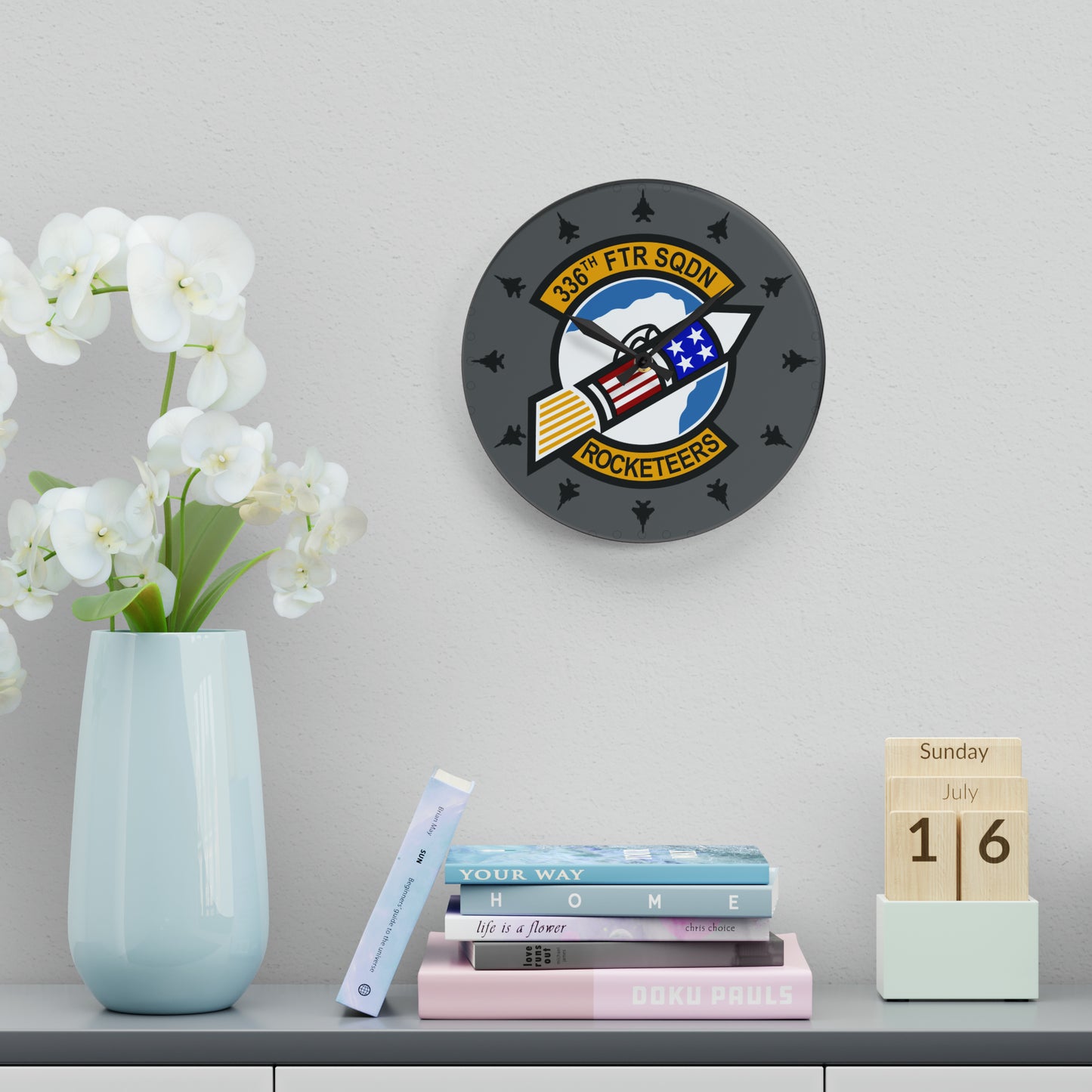 336FS "Rocketeers" Acrylic Wall Clock, Round or Square Options