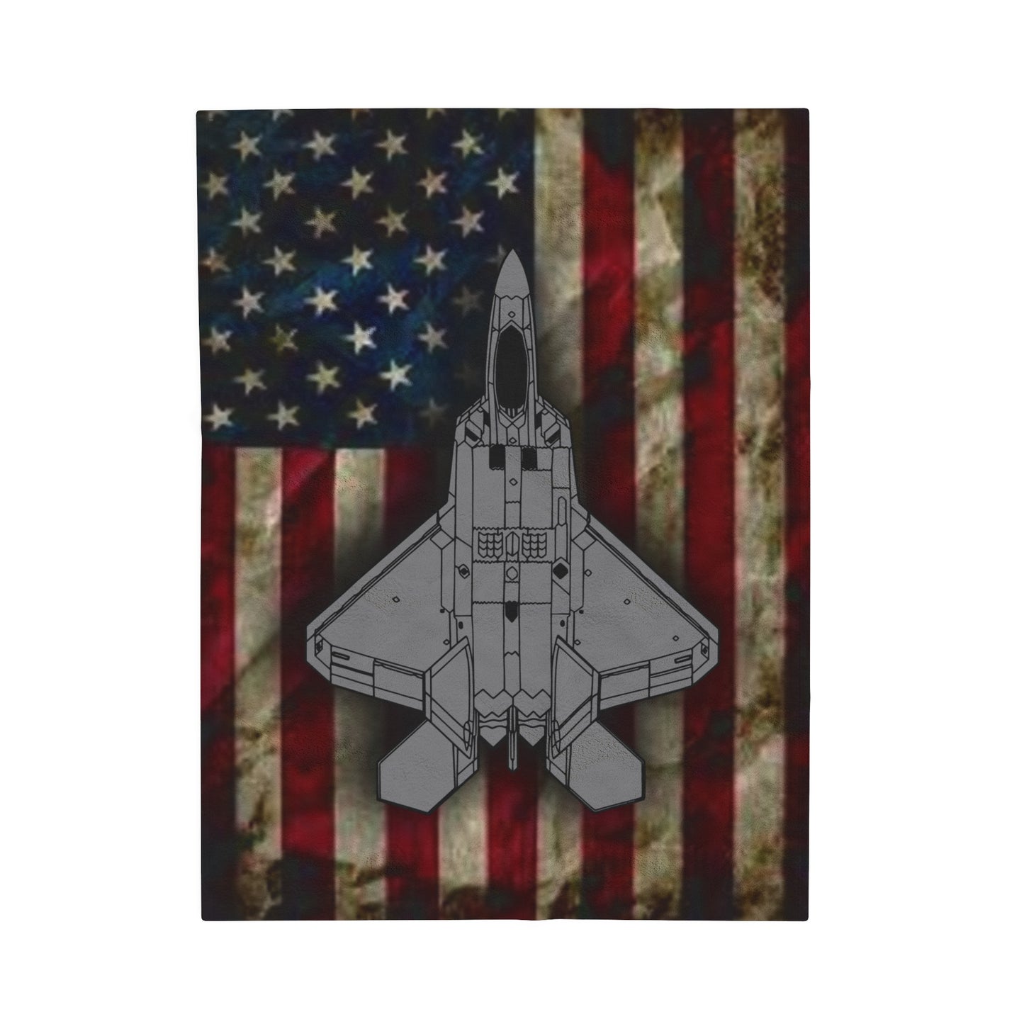 F-22 Old Glory Velveteen Plush Blanket, 3 Sizes