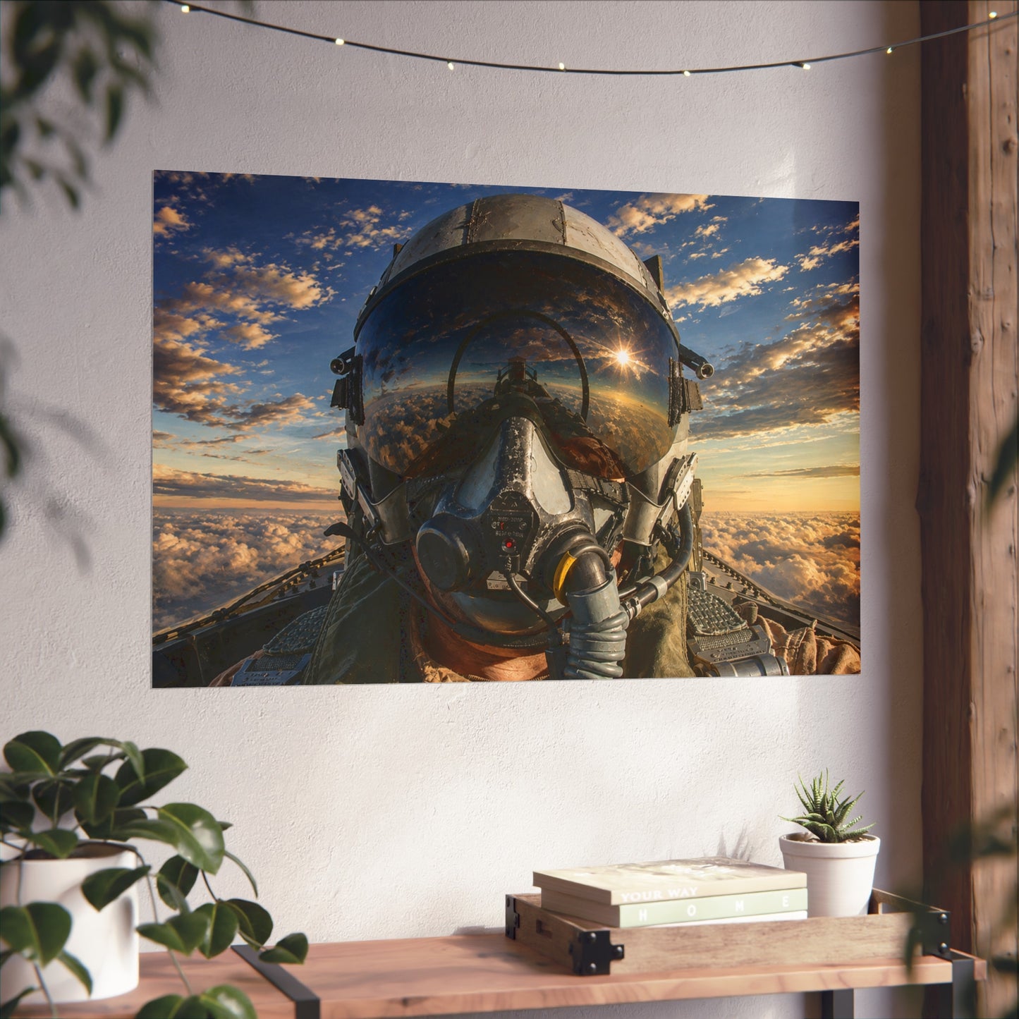 Pilot Helmet Fine Art Poster — Aviator Portrait Wall Art