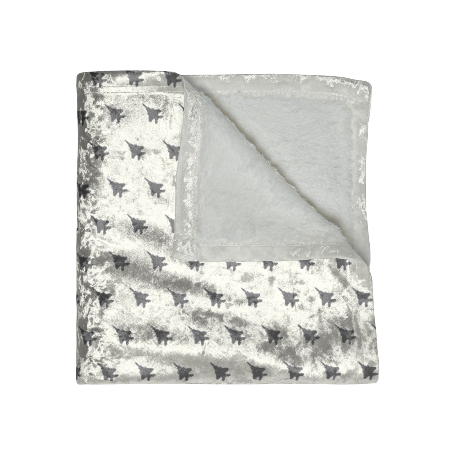 F-15E Crushed Velvet Blanket, White, 50" x 60"