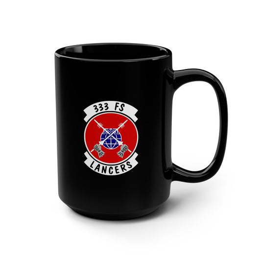 333FS & F-15E Front Silhouette Black Mug, 15oz