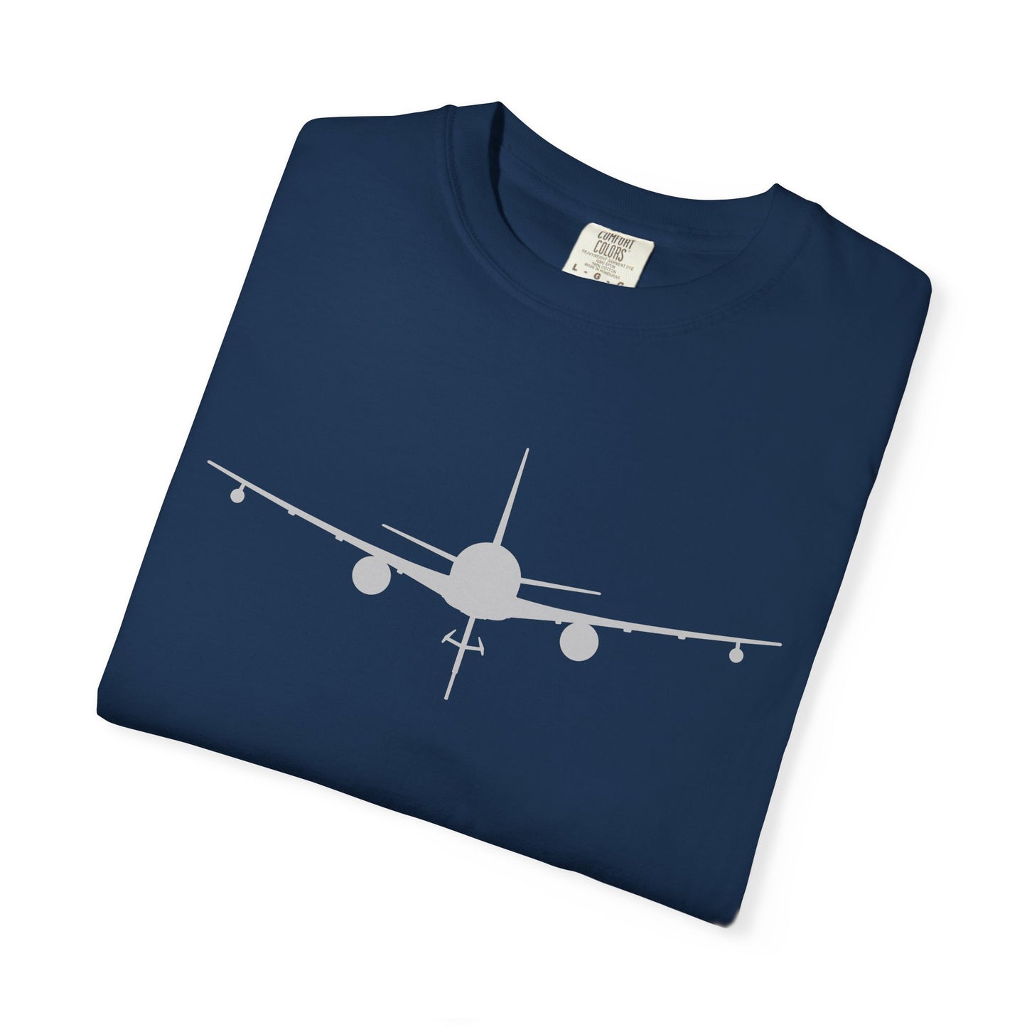 KC-46 Front Silhouette Comfort Colors Unisex T-Shirt with Airplane Design, Casual Wear, Gift for Pilots, Aviation Lovers, Travel Enthusiasts, Plane Spotting