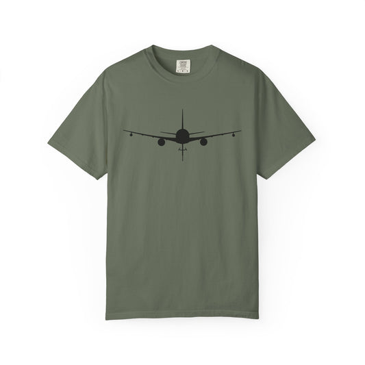 KC-46 Front Silhouette Comfort Colors Unisex T-Shirt with Airplane Design, Casual Wear, Gift for Pilots, Aviation Lovers, Travel Enthusiasts, Plane Spotting