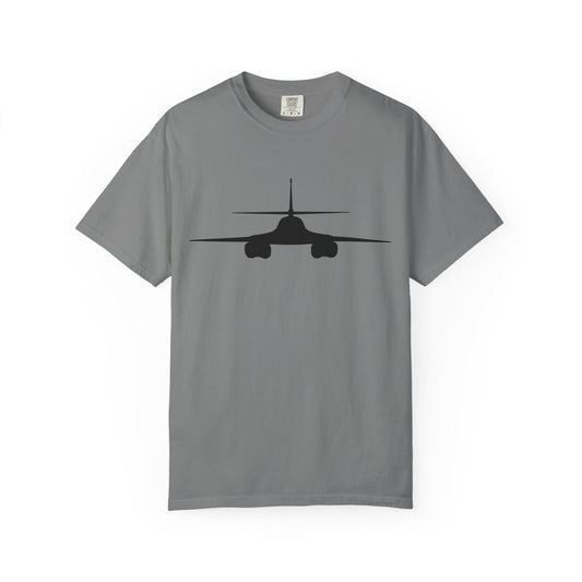 B-1 Front Silhouette Comfort Colors Unisex T-Shirt with Airplane Design, Casual Wear, Gift for Pilots, Aviation Lovers, Travel Enthusiasts, Plane Spotting