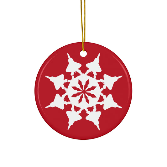 F-22A Snowflake Ceramic Ornament, 2.76", Red