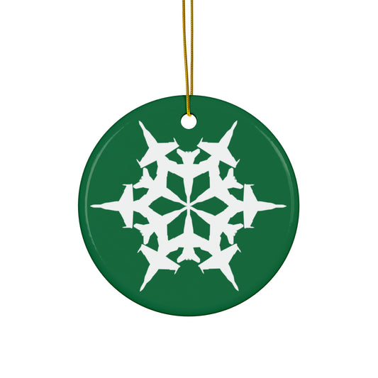 F/A-18E/F Snowflake Ceramic Ornament, 2.76", Green