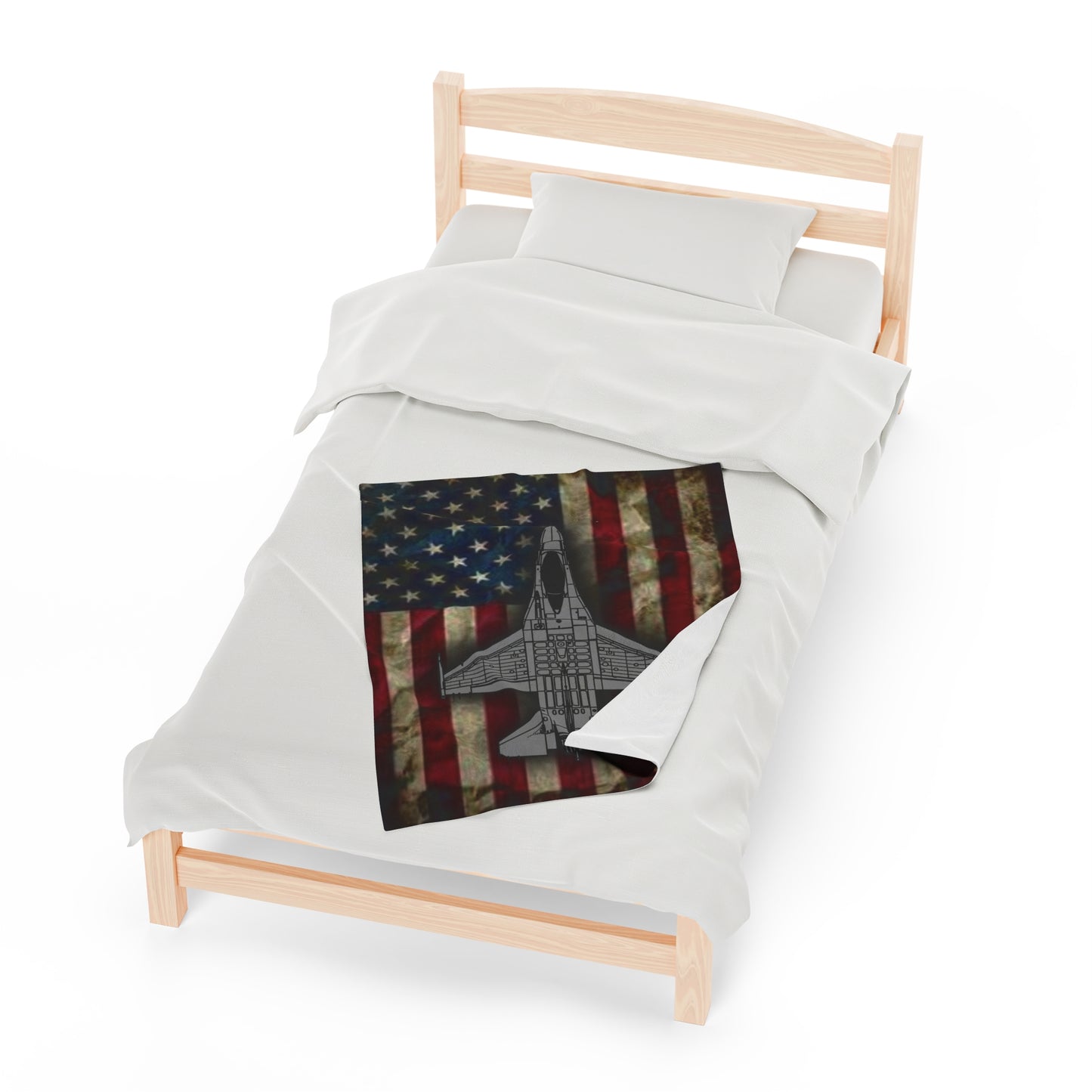 F-16 Old Glory Velveteen Plush Blanket, 3 Sizes