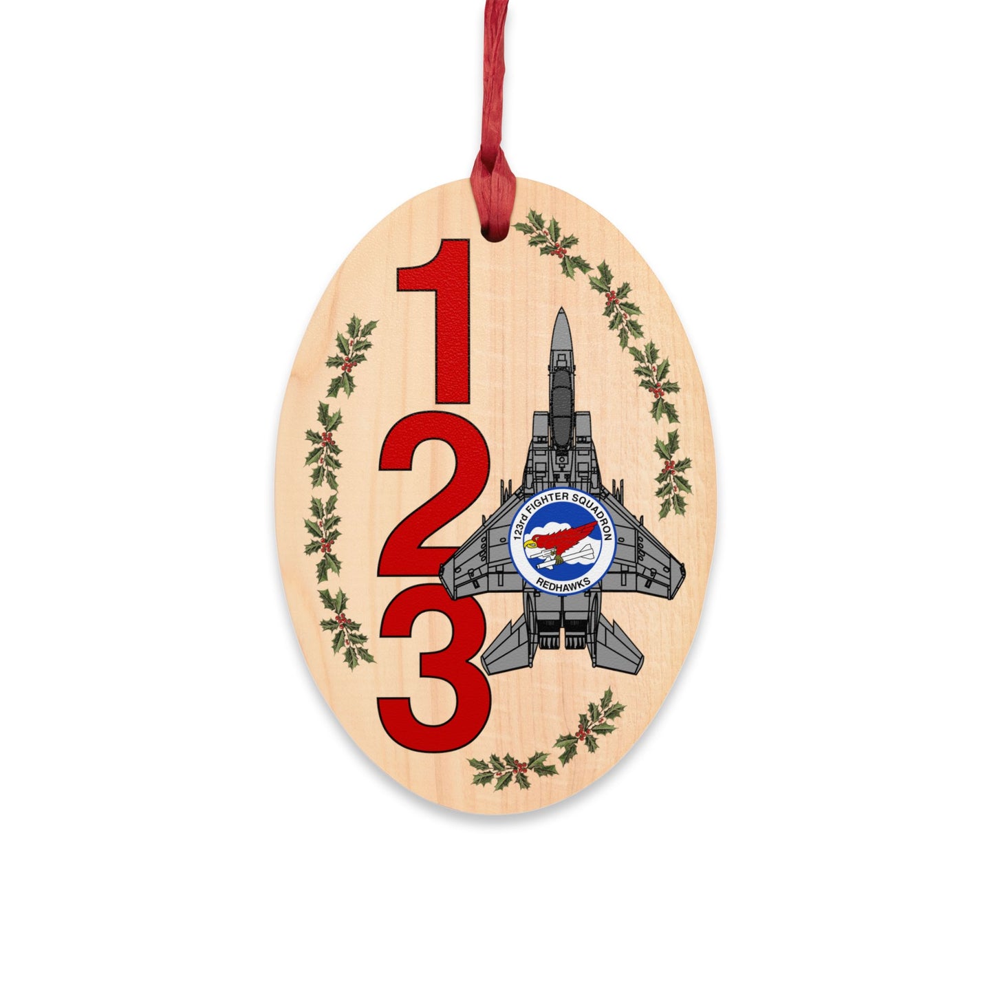 123FS "Redhawks" Wooden Ornaments