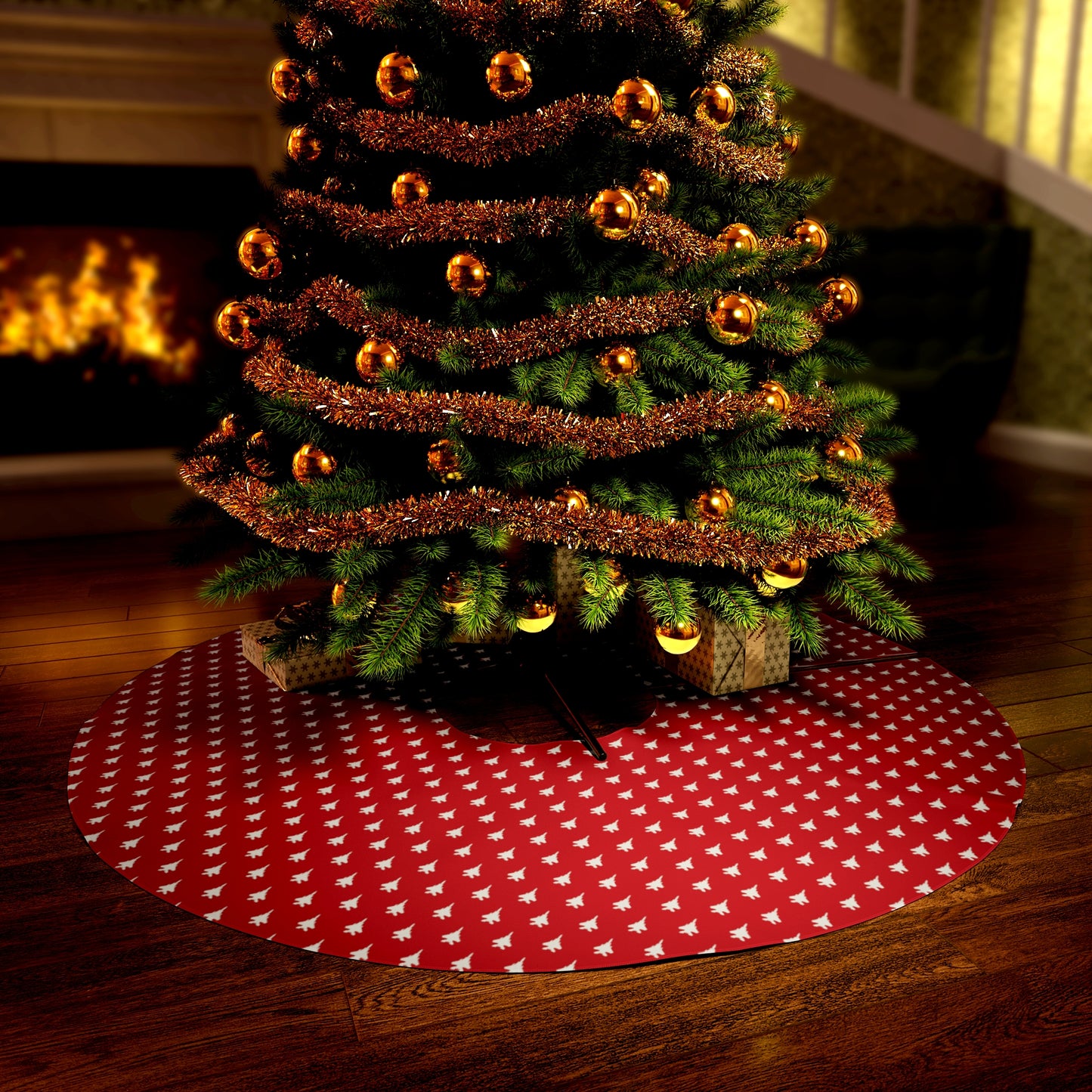 F-15E Round Tree Skirt, Red