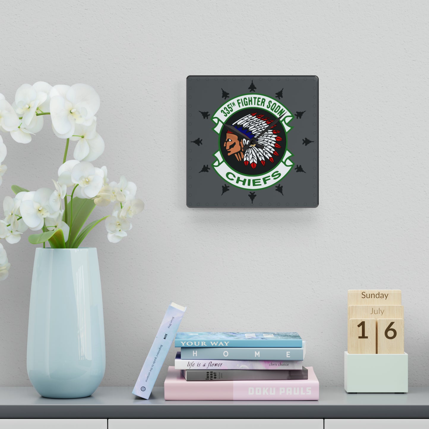 335FS "Chiefs" Acrylic Wall Clock, Round or Square Options