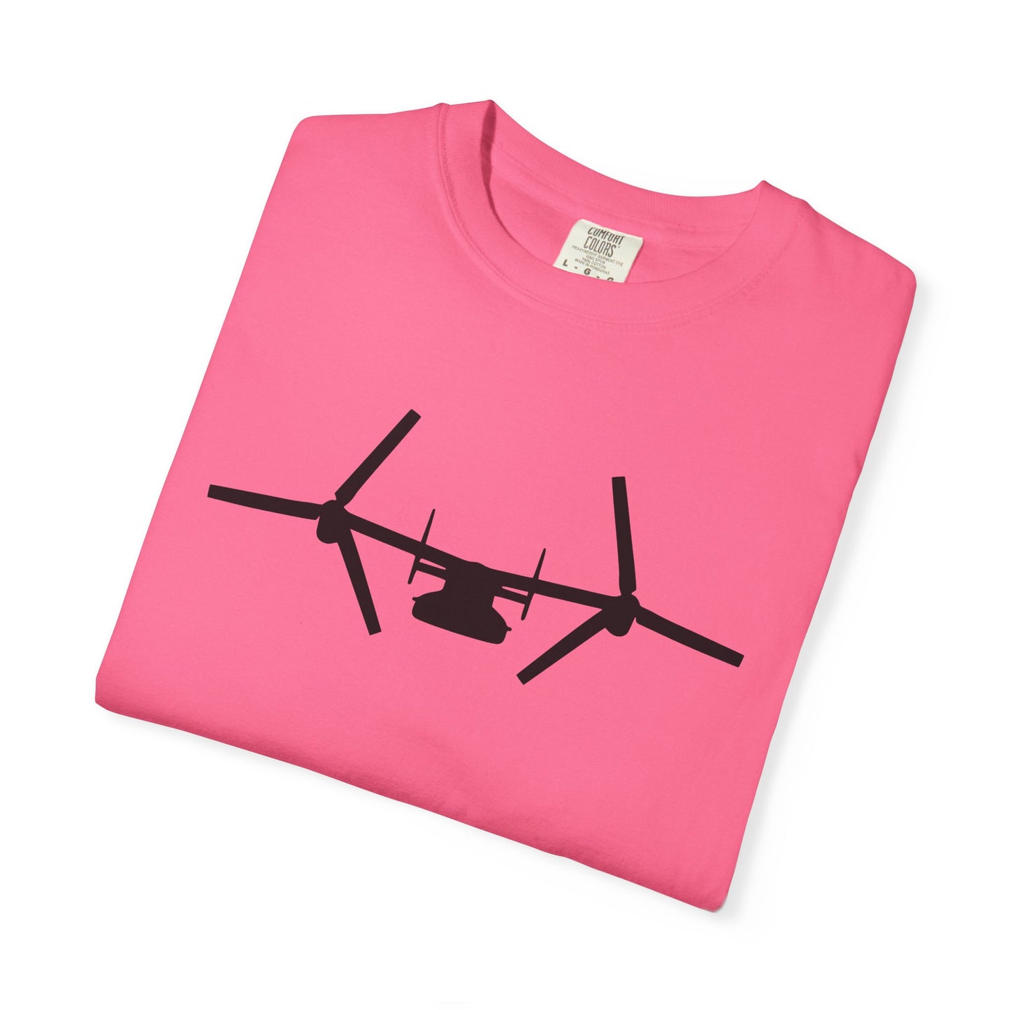 V-22 Front Silhouette Comfort Colors Unisex T-Shirt with Airplane Design, Casual Wear, Gift for Pilots, Aviation Lovers, Travel Enthusiasts, Plane Spotting
