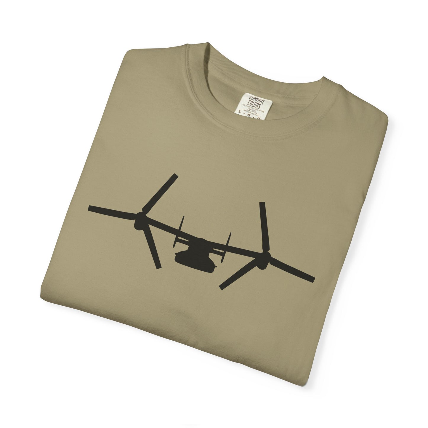 V-22 Front Silhouette Comfort Colors Unisex T-Shirt with Airplane Design, Casual Wear, Gift for Pilots, Aviation Lovers, Travel Enthusiasts, Plane Spotting
