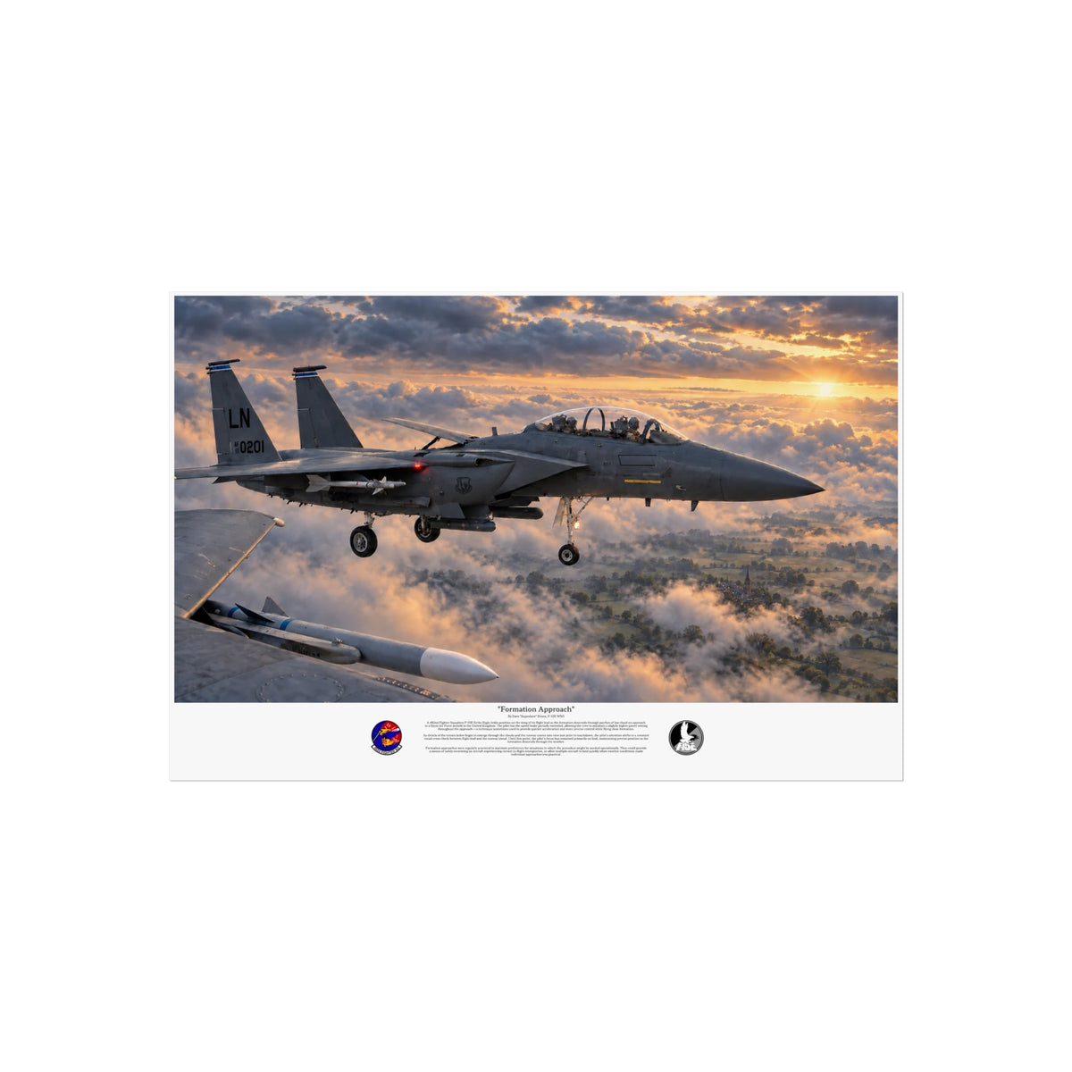 "Formation Approach" F-15E Strike Eagle Aviation Art Print | USAF Fighter Jet Wall Art | Military Aviation Artwork | Air Force Pilot & Veteran Gift