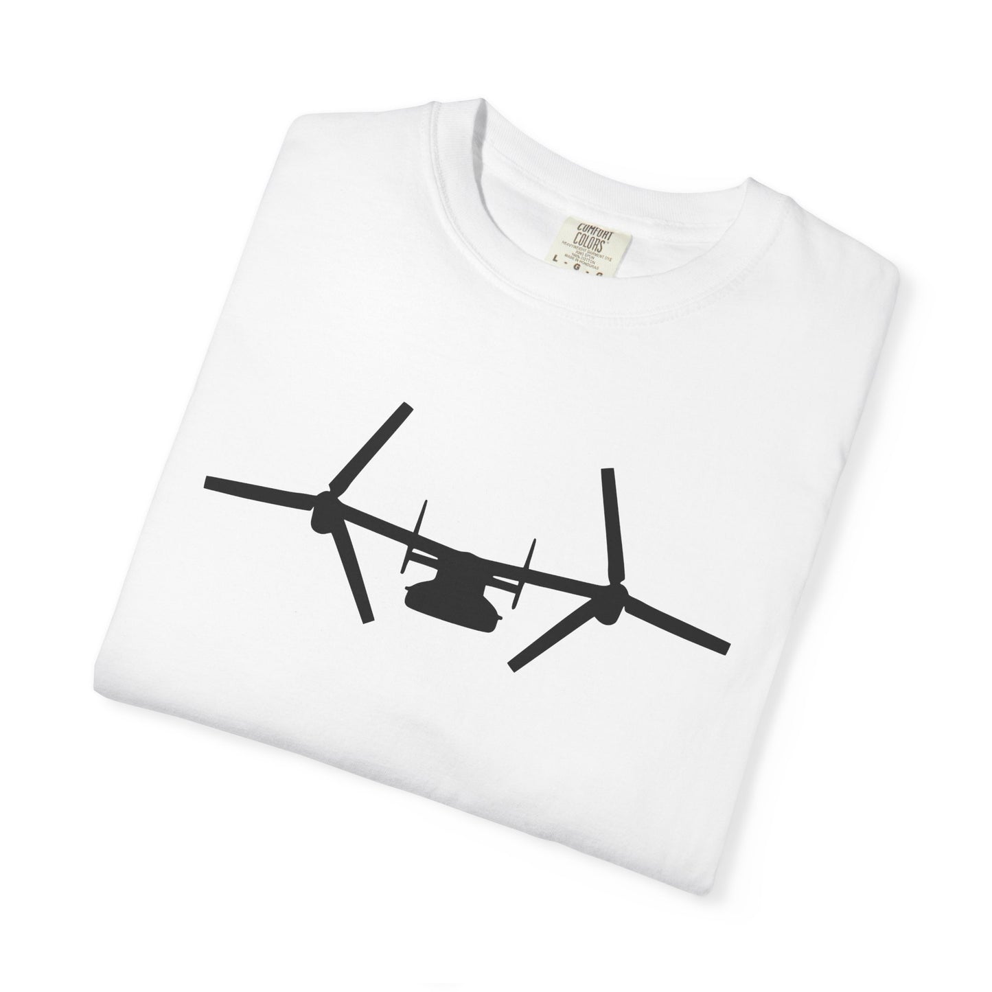 V-22 Front Silhouette Comfort Colors Unisex T-Shirt with Airplane Design, Casual Wear, Gift for Pilots, Aviation Lovers, Travel Enthusiasts, Plane Spotting