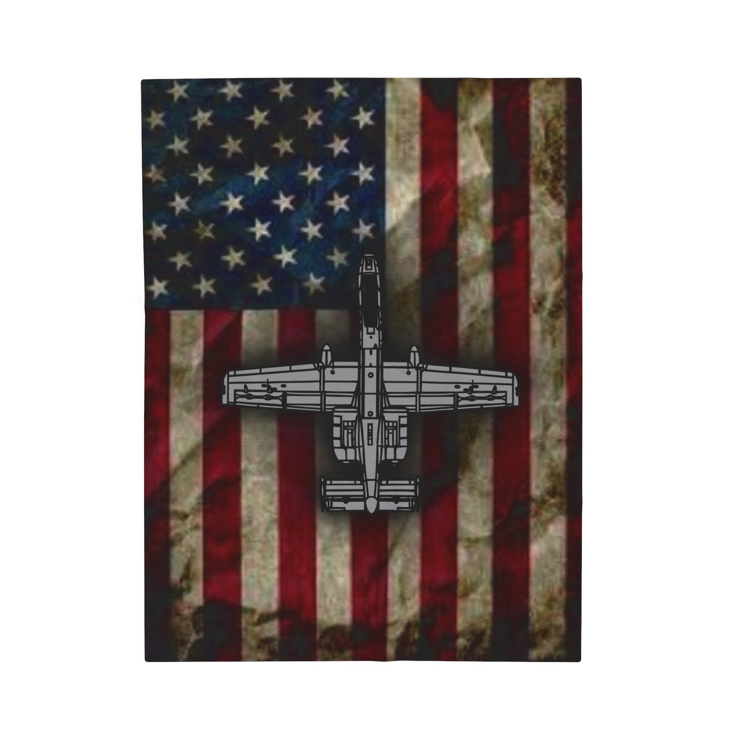 A-10 Old Glory Velveteen Plush Blanket, 3 Sizes