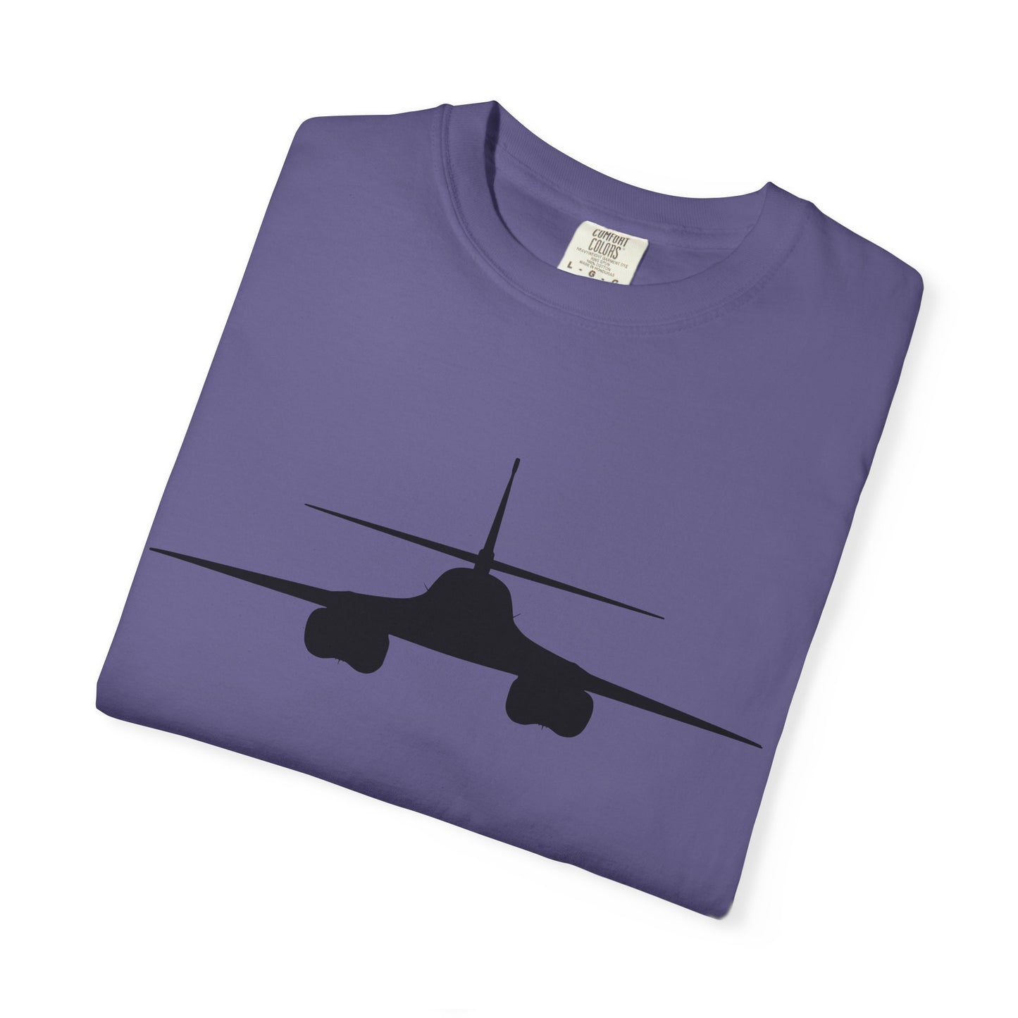 B-1 Front Silhouette Comfort Colors Unisex T-Shirt with Airplane Design, Casual Wear, Gift for Pilots, Aviation Lovers, Travel Enthusiasts, Plane Spotting