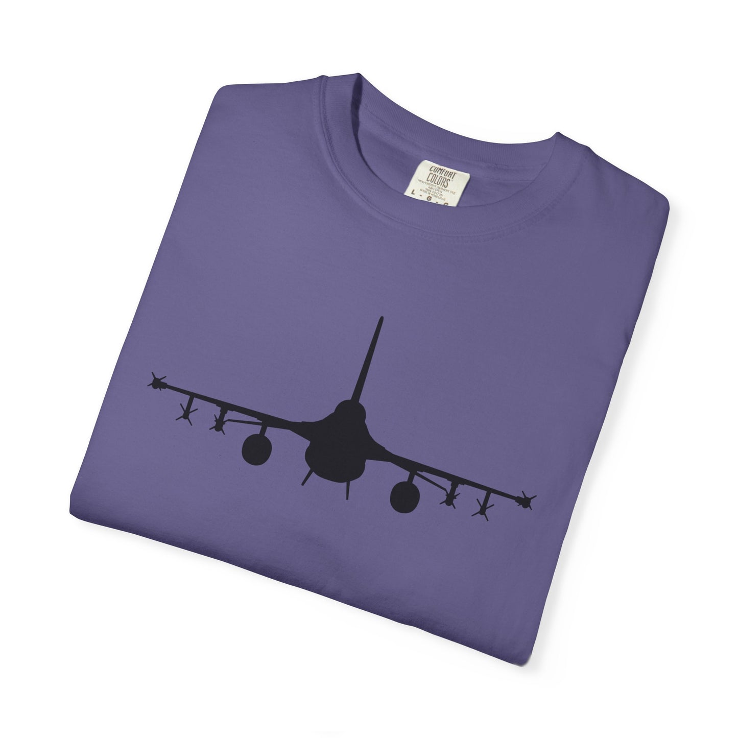F-16 Front Silhouette Comfort Colors Unisex T-Shirt with Airplane Design, Casual Wear, Gift for Pilots, Aviation Lovers, Travel Enthusiasts, Plane Spotting