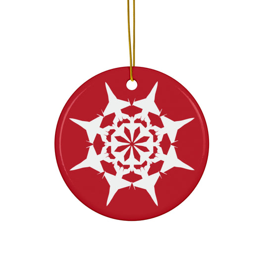 F-16 Snowflake Ceramic Ornament, 2.76", Red