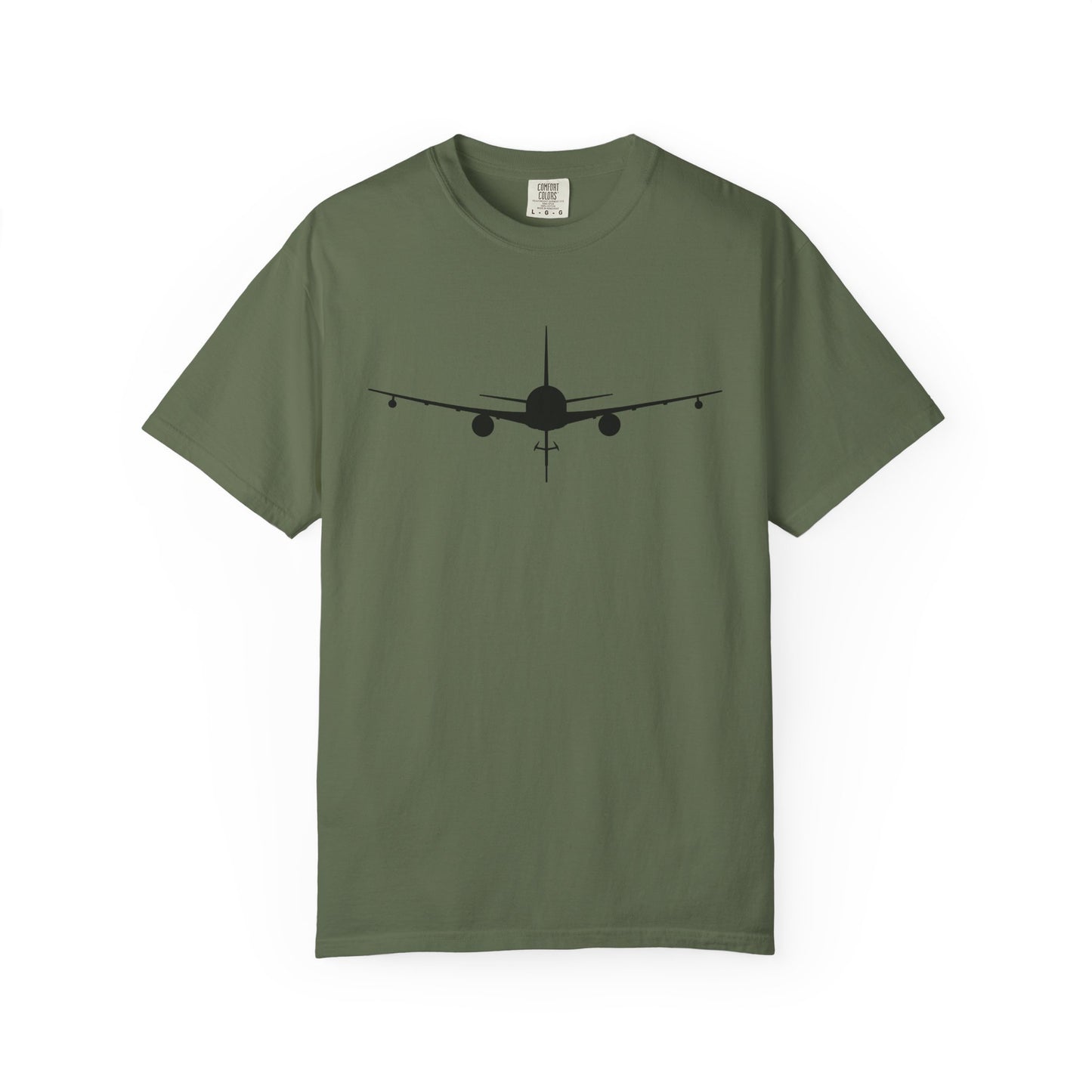 KC-46 Front Silhouette Comfort Colors Unisex T-Shirt with Airplane Design, Casual Wear, Gift for Pilots, Aviation Lovers, Travel Enthusiasts, Plane Spotting