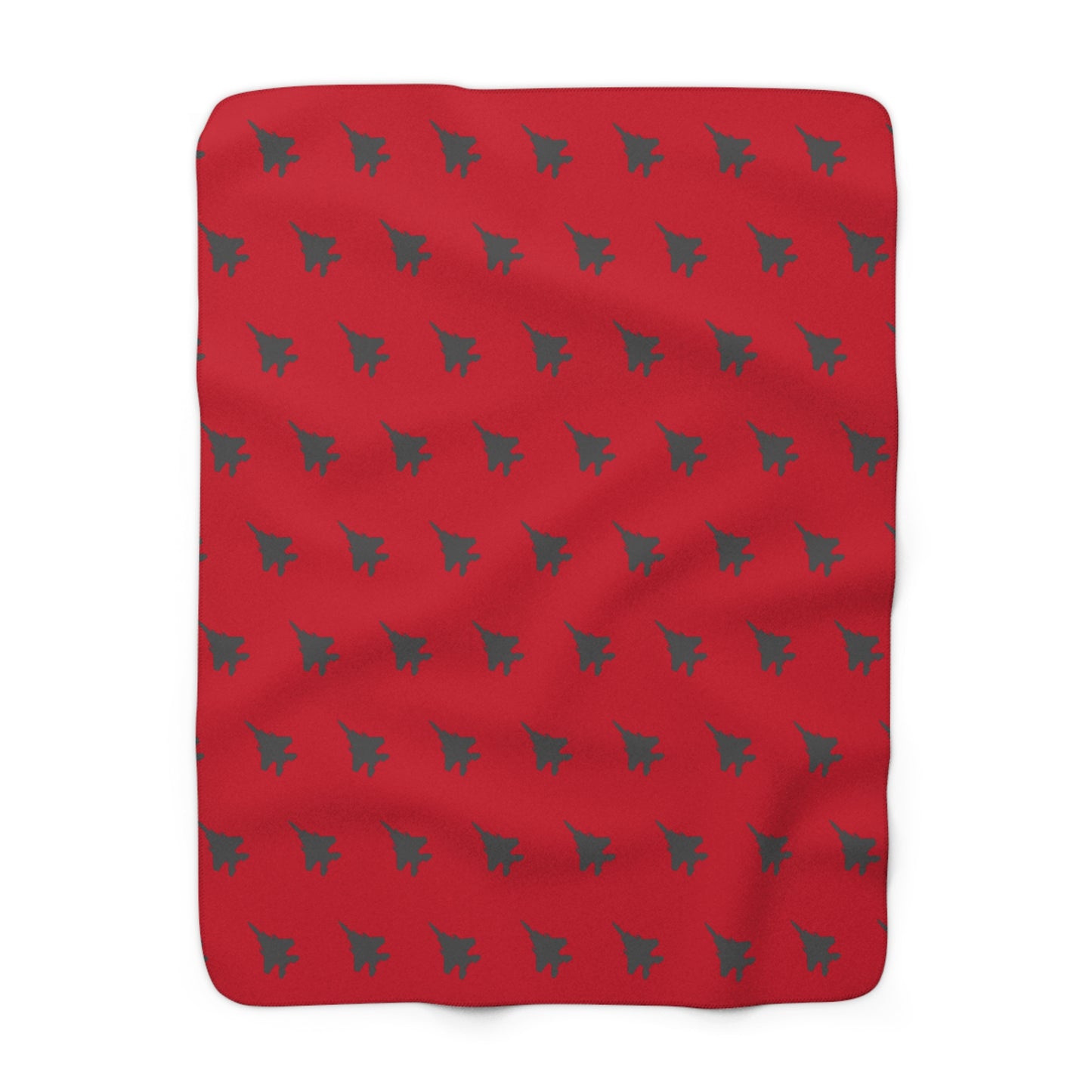 F-15E Pattern Sherpa Fleece Blanket, Red