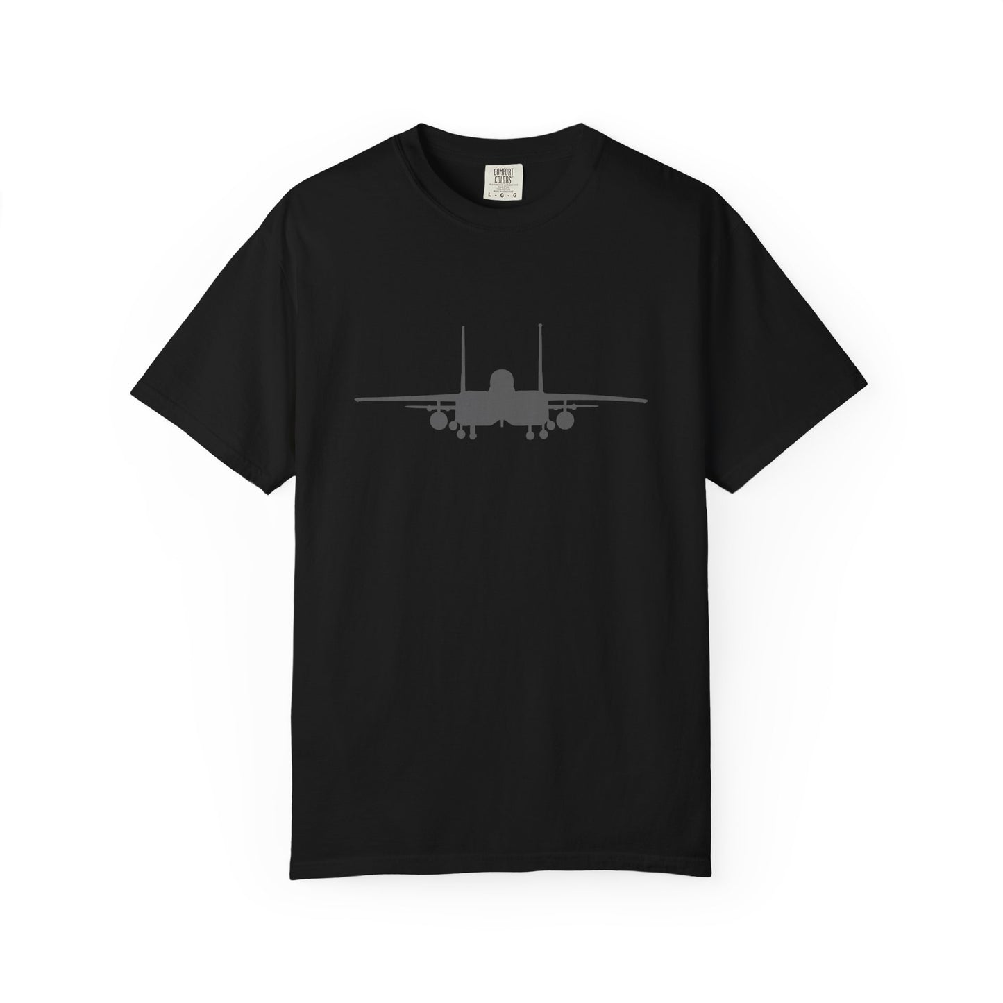 F-15E Front Silhouette Comfort Colors Unisex T-Shirt with Airplane Design, Casual Wear, Gift for Pilots, Aviation Lovers, Travel Enthusiasts, Plane Spotting