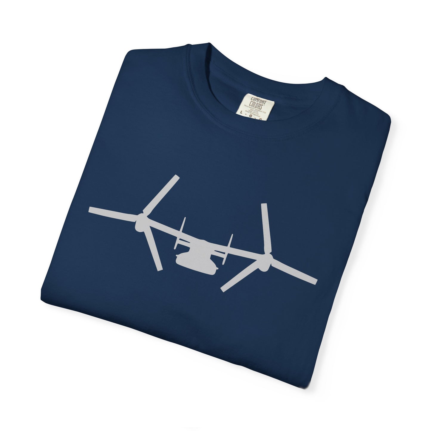 V-22 Front Silhouette Comfort Colors Unisex T-Shirt with Airplane Design, Casual Wear, Gift for Pilots, Aviation Lovers, Travel Enthusiasts, Plane Spotting