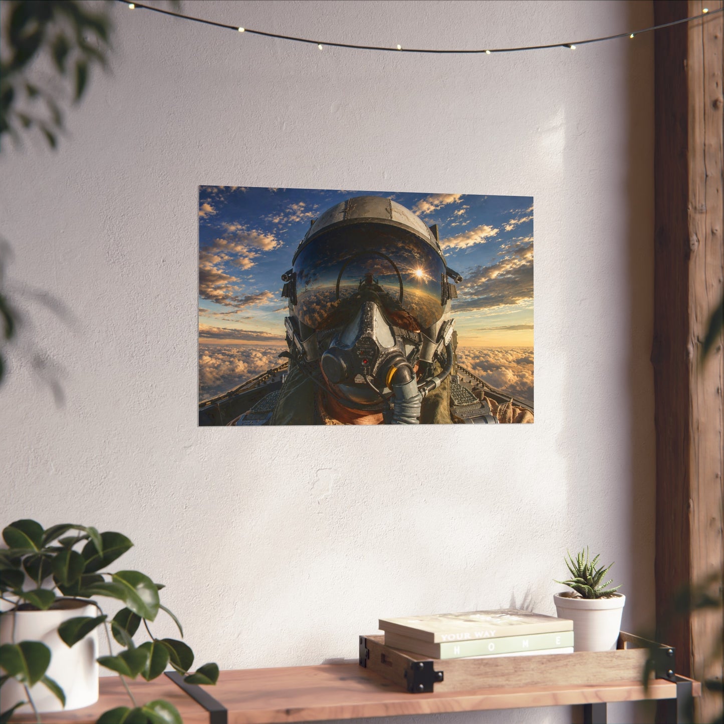 Pilot Helmet Fine Art Poster — Aviator Portrait Wall Art