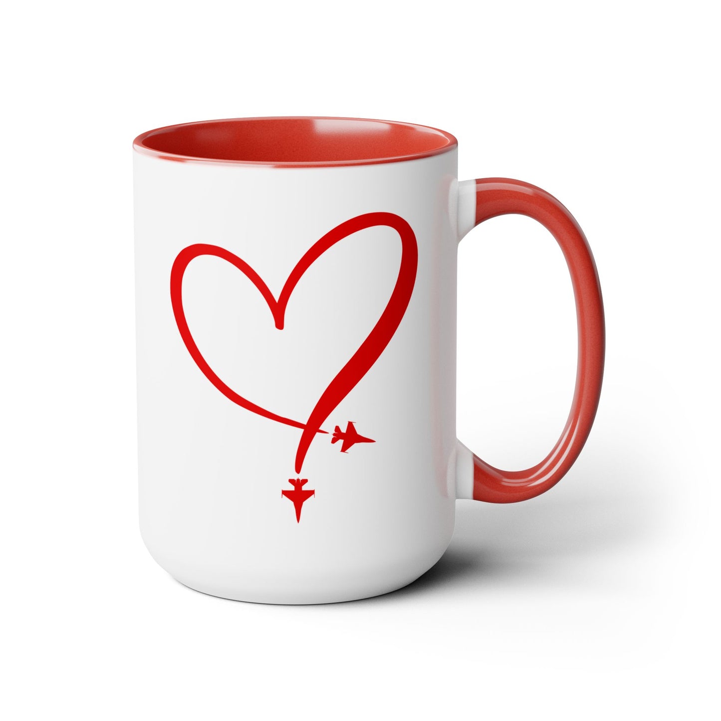 F-16 Two-Tone Heart Contrail Coffee Mugs, 15oz