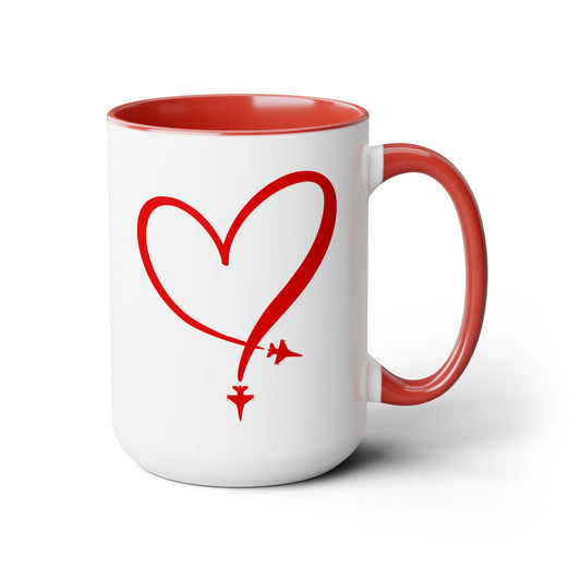 F-16 Two-Tone Heart Contrail Coffee Mugs, 15oz