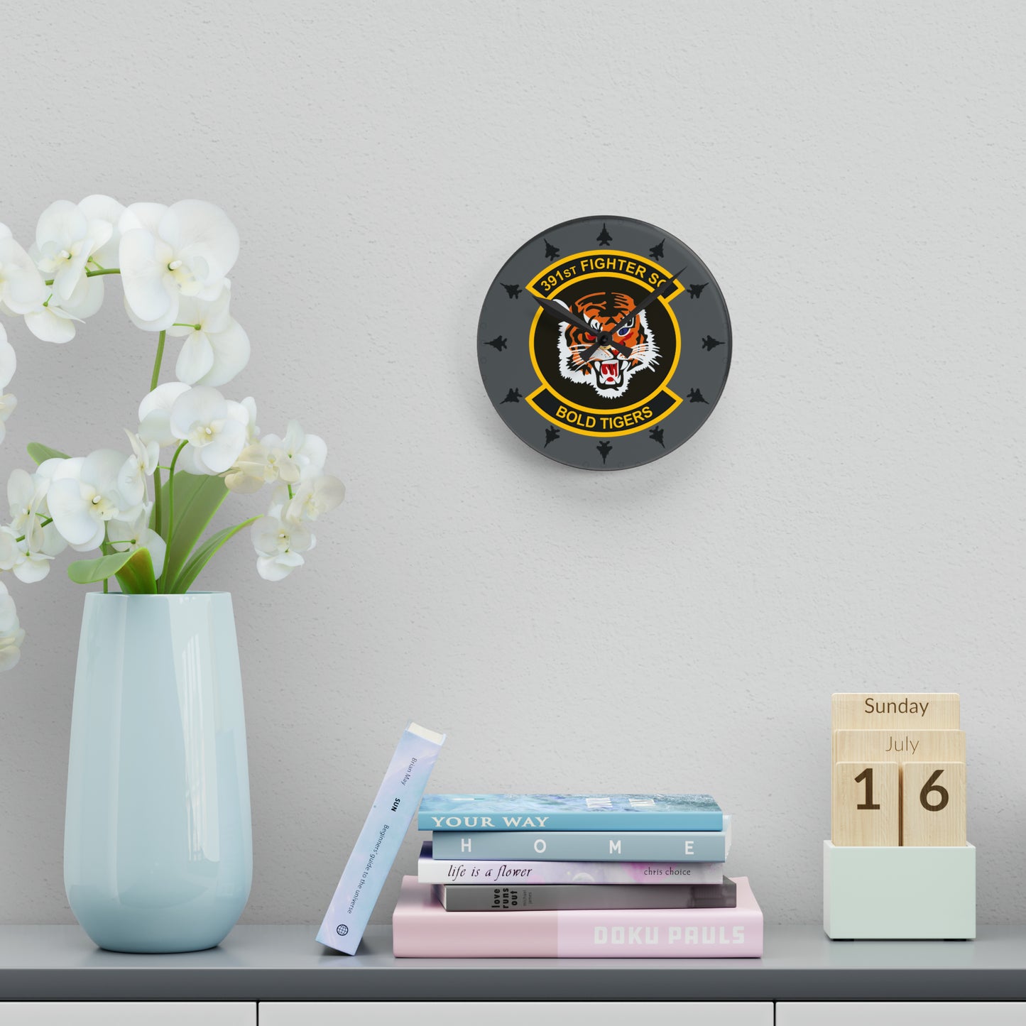 391FS "Bold Tigers" Acrylic Wall Clock, Round or Square Options