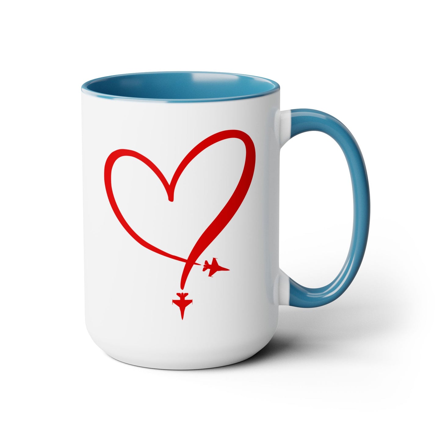 F-16 Two-Tone Heart Contrail Coffee Mugs, 15oz