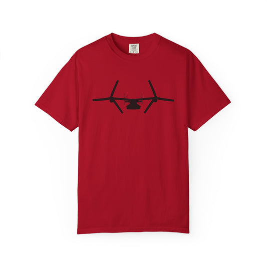 V-22 Front Silhouette Comfort Colors Unisex T-Shirt with Airplane Design, Casual Wear, Gift for Pilots, Aviation Lovers, Travel Enthusiasts, Plane Spotting