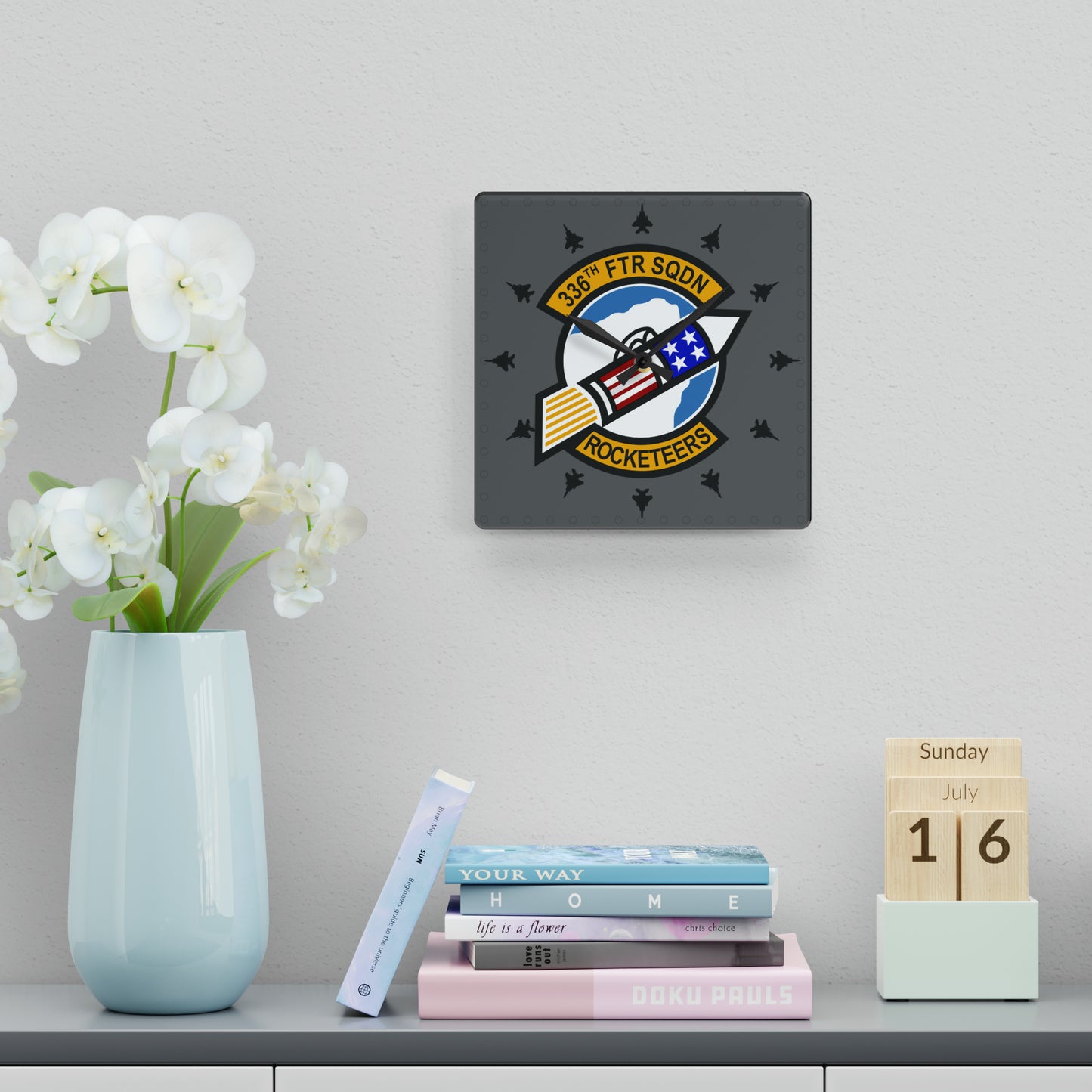 336FS "Rocketeers" Acrylic Wall Clock, Round or Square Options