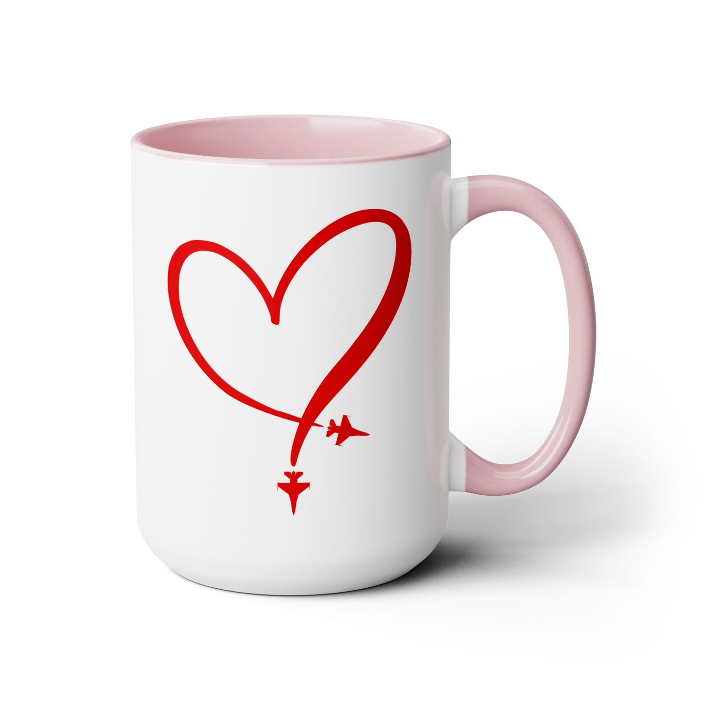 F-16 Two-Tone Heart Contrail Coffee Mugs, 15oz