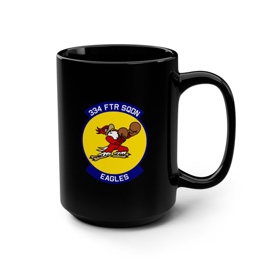 334FS & F-15E Front Silhouette Black Mug, 15oz