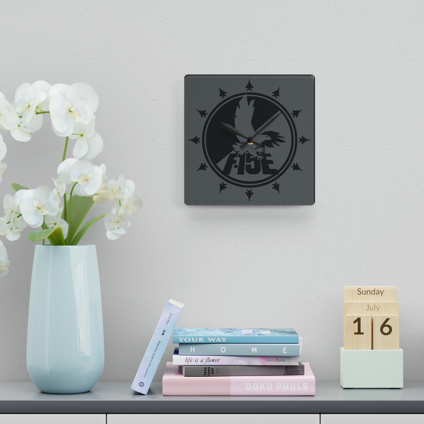 F-15E Acrylic Wall Clock, Round or Square Options