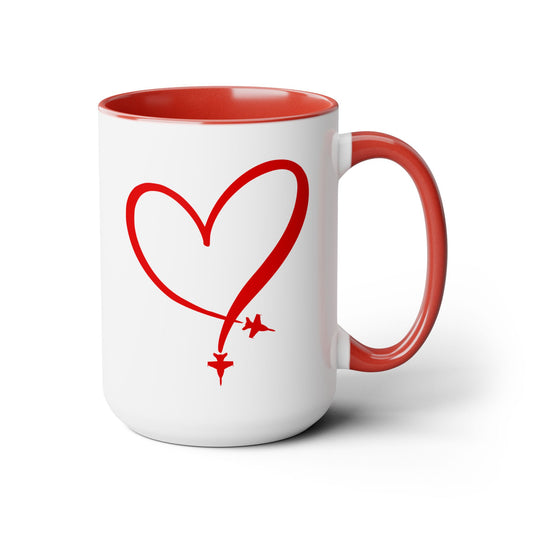 F-18 Two-Tone Heart Contrail Coffee Mugs, 15oz