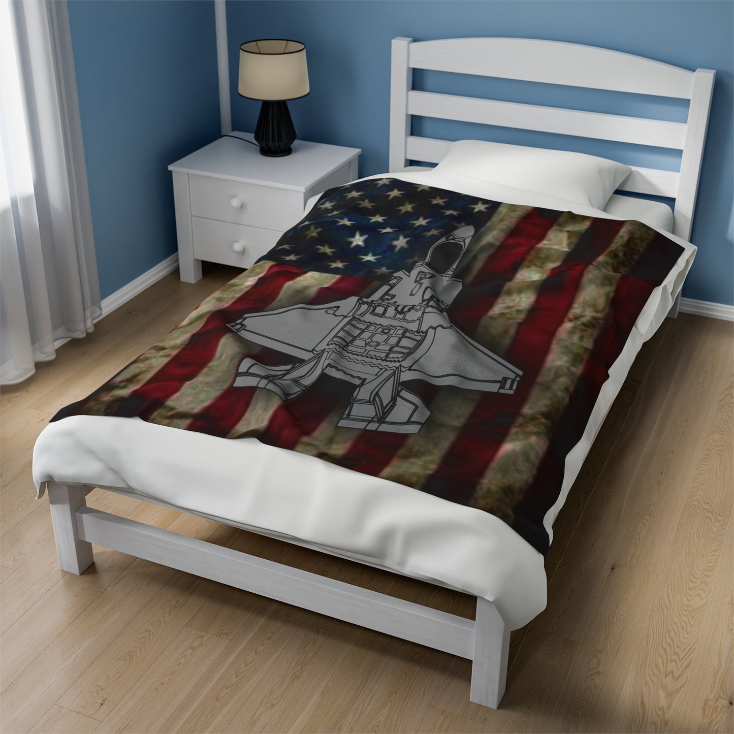 F-35A Old Glory Velveteen Plush Blanket, 3 Sizes