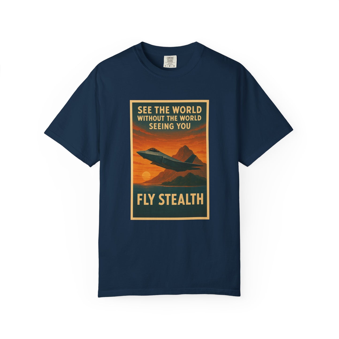 Fly Stealth F-35 Travel Poster Comfort Colors Unisex T-Shirt - Great Gift for Pilots and Aviation Enthusiasts